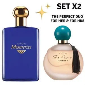 Avon The Perfect Duo Set x2 - For Her & For Him Far Away Infinity & Mesmerize Fragrances for Men and Women