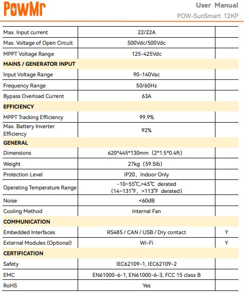 PowMr 12KW Split Phase 48V to 120V/240V AC Solar Inverter with 200A MPPT Charge Controller for 48V Lithium Batteries Supports Up to 6 Units Parallel Operation Dual Output Modes