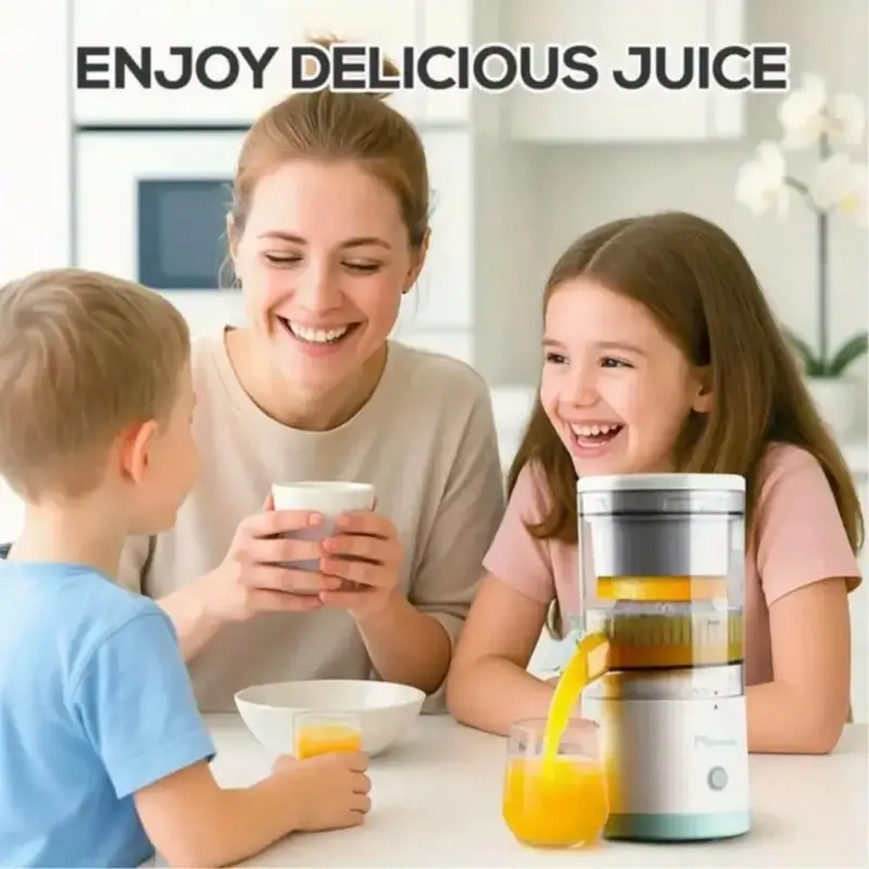 Electric Citrus Juicer USB Rechargeable - 1-Touch Auto Squeezer for Orange, Lemon & Grapefruit, Portable Cordless Fresh Fruit Juice Maker for Home, Office & Travel