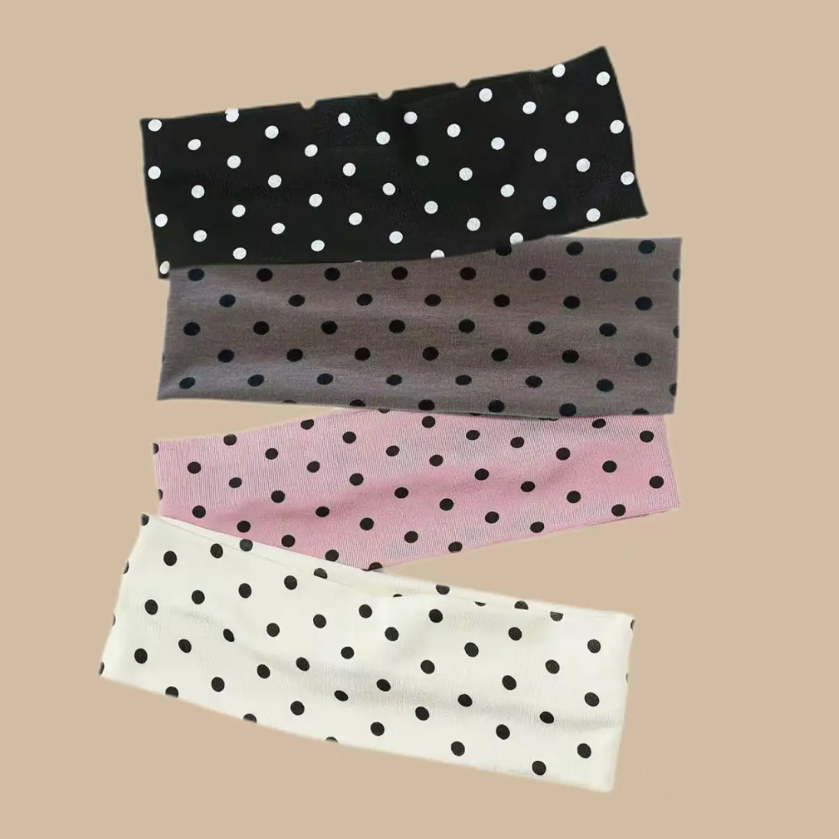 Classic Polka Dot Elastic Sports Headbands for Women, Non-Slip Stretch Hair Band, Yoga Workout Daily Hair Accessory