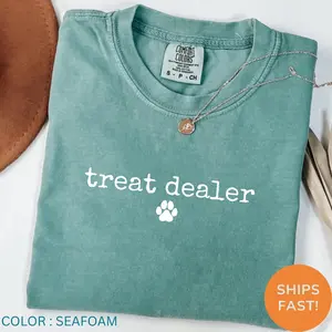 Treat Dealer Dog Mom Shirt Comfort Colors Tee With Paw Print Funny Dog Lover Shirt Dog Mom Gift