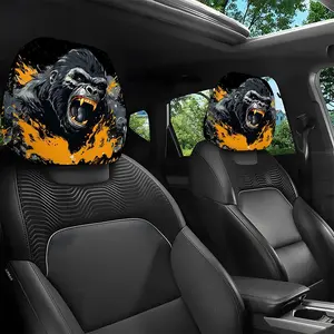 2pcs 11x10.2 inch Fierce Bold Gorilla Pattern Car headrest covers,Universal,easy to install,and durable car interior seat accessories.Suitable for daily commutes and travel,these are ideal gifts for car enthusiasts and as holiday presents,0112LYY
