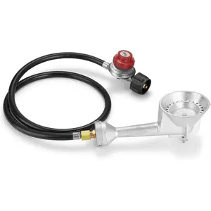 B BRAZIFY High Pressure Cast-Iron Round Burner Head, Propane Burner Head with 4FT 20 PSI Adjustable High Pressure Propane Regulator with Hose and Brass Fitting