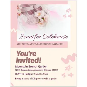 Baby Shower Invitation-Girl - Pack of 10 - Premium Quality, Elegant Design, Personalized Touch, Eco-Friendly 350gsm Coated Silk or Matte Paper, Stylish Rounded Corners, Gold Foil Accents, Envelope Options