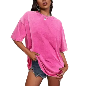 Digitex Women's Acid Washed Heavy Cotton Vintage Unisex Tees Loose Fit Short Sleeve Casual Streetwear Baggy Basic Tops Crewneck Soft Cotton Fabric Green Minimalist Style Womenswear Solid Maternity Summer Oversized T Shirts - Tshirt