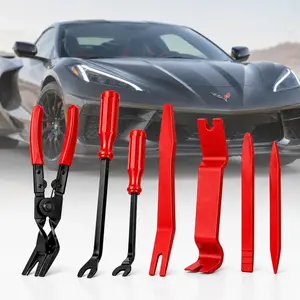 Clip Removal Tool, 7 Pcs Clip Pliers Set Fastener Remover, Auto Trim Removal Tool Kit Door Panel Removal Tool Push Pin Pliers Pry Tools Automotive, Red