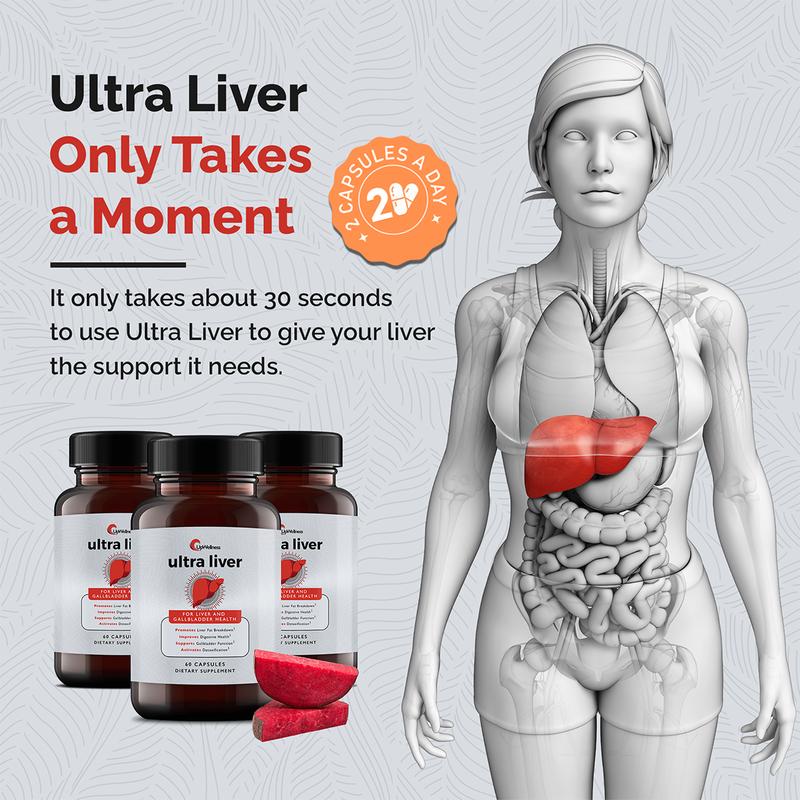 UpWellness Ultra Liver Supplement for Liver Support and Gallbladder Support with TMG, NAC Milk Thistle and More - 60 Capsules