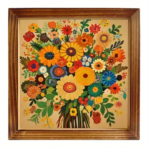 2D Flat,  8X8 Inch Summer Wall Pediments Featuring a Wooden Frame, Perfect for Decorating Living Rooms, Kitchens, Bedrooms, Laundry Rooms, And Bathrooms. Ideal Gifts for Mother'S Day for Moms, Sons, Daughters, Friends