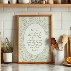 Catholic Mealtime Prayer Sign Blessing Before Meals Wall Art Unframed