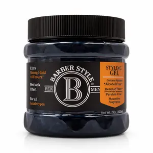 Barber Style Men’s Styling Gel – Extra Strong Hold 48 Hours – Wet Look Effect – 7.05 oz (200 gr)