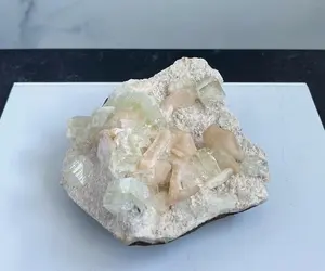 Green Apophyllite with Stilbite & Chalcedony