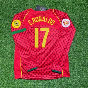 CR7 #17 - #7 Retro Soccer Jersey Long Sleeve, Polyester Breathable Football Shirt, Vintage Away Design Adult Size S-5XL