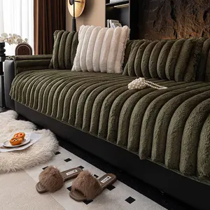 Plush Striped Sofa Cover, Soft Sofa Protector, 1 Count Non-Slip Cushion, Eco-Friendly All-Season, Fashionable and easy to clean, pet friendly and durable, Suitable for Living Room & Bedroom, Suitable for one to four seater sofas