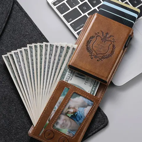 SUTENI Flip Cover Faux Leather Card Slot Wallet, Auto Pop Up Credit Card Organizer, Credit Cards Holder, Unisex Durable Fashion Cardholder, Fashionable Card Holder, Holiday Gift for Relatives, Friends and Elders