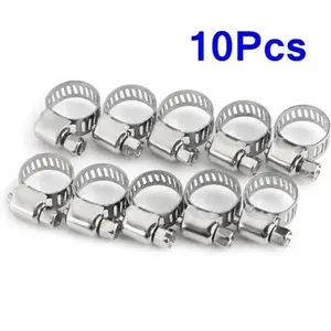 Hose clamps,Cinch Clamp Rings, 10pcs Adjustable Stainless Steel Screw Band Hose Clamps Car Fuel Hose Clamps Water Hose Pipe Clamp Worm Gear Clip Hose Clamp Plier Tools (Size : 10pcs 13mm-19mm) ( Color : One Colo
