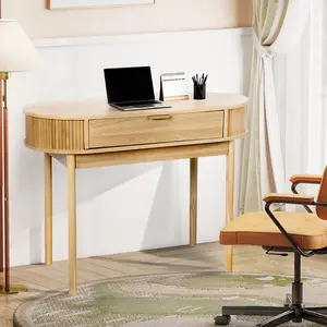 Modern Wood desk with Drawer – 39.4‘’ Small Study writing gaming Table for Home Office Bedroom Living Room