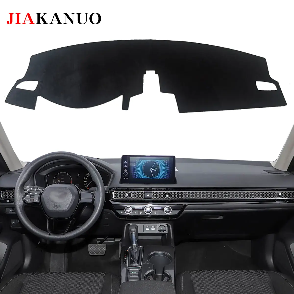 JIAKANUO Dash Cover Mat for Honda 11th Gen Civic & Civic TYPE-R 2022-2026 Dashboard Pad Carpe Sunscreen Heat Insulation Anti Glare Reflective Protection Black Polyester with Silicone Anti Slip Particles