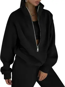 Women's Sweatsuit Sets 2 Piece Fleece Outfit Half Zip Sweatshirt and Joggers Pants Tracksuit