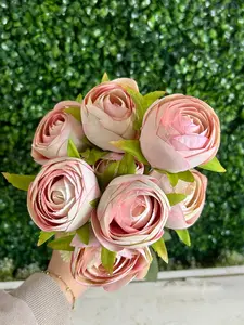 16.5 Inch Light Pink Ranunculus Bush