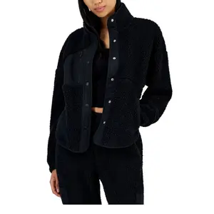 Hippie Rose Sherpa Shacket Snap Front Black Juniors M NWT Cozy Jacket Style