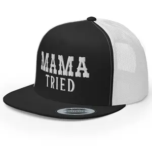 RIVEMUG NG Mama Tried Trucker Hat Flat Bill High Crown Adjustable Funny Cap