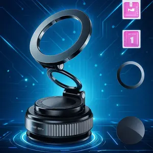 360° Foldable MagSafe Phone Mount Ultra Strong N52 Magnet & Vacuum Suction Cup Secure Holder for Cars Mirrors Gyms Foldable Design