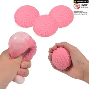 4 Realistic Brain Stress Relief Toys, Stress Relief Fidgeting, Stress Ball, Bounceable Squeeze, Office Hand Relaxer, Prank Prop, Perfect Gift for Holiday Parties