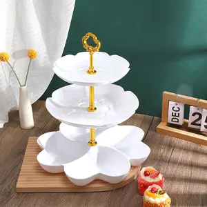 3-tier Serving Stand, 1 Count Petal-shaped Multi-compartment Design Cake Display Stand, Cake Display Rack for Party Dessert, Snack, Ornaments, Cupcake Stand, Cupcake Holder