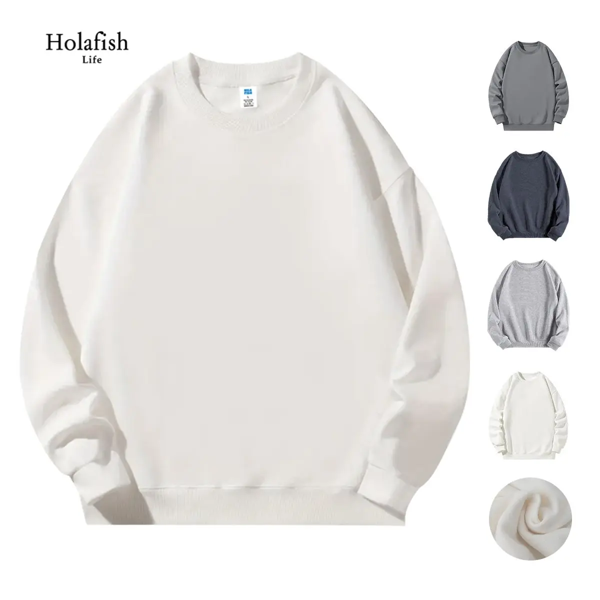 Holafish Women's Solid Baggy Crewneck Sweatshirt Soft Pullover Oversized Long Sleeve Loose Casual Everyday Wear Top Fall Day Wear Gift For Your Family