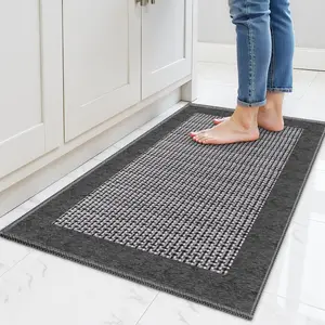 StepRite Kitchen Rugs, Kitchen Mats for Floor, 32"x20" Non-Slip Machine-Washable Kitchen Throw Rug, Absorbent Kitchen Runner Rugs Office, Kitchen Sink Standing Desk Mat, Kitchen Decor Carpet, Grey