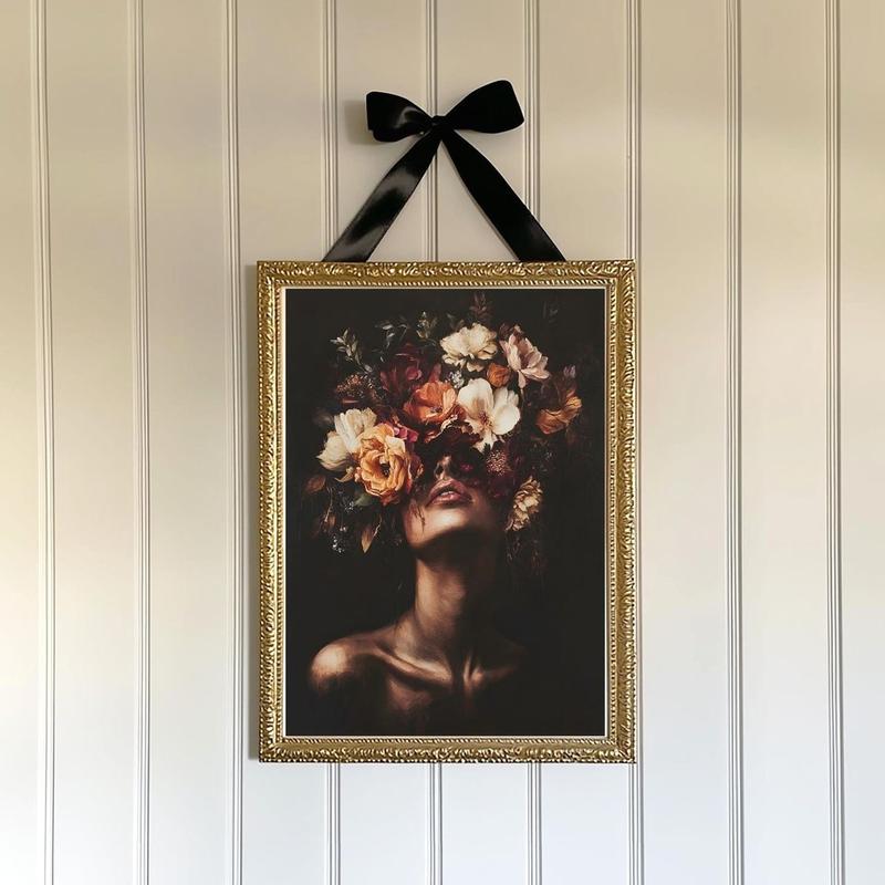 Gothic Botanical Wall Art | Moody Feminine Art Vintage Flowers | Dark Boho Romantic Art | Framless Poster 5