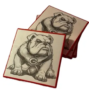 Handcrafted Georgia Bulldog Coaster Set – Red Edge Ceramic Tiles Tableware