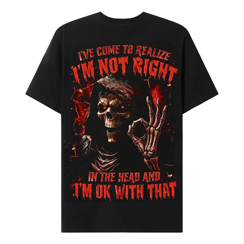 Chaosmoda Generation X Skull Graphic Tee | I've Come To Realize I'm Not Right Vintage Retro Streetwear T-Shirt Cotton Menswear