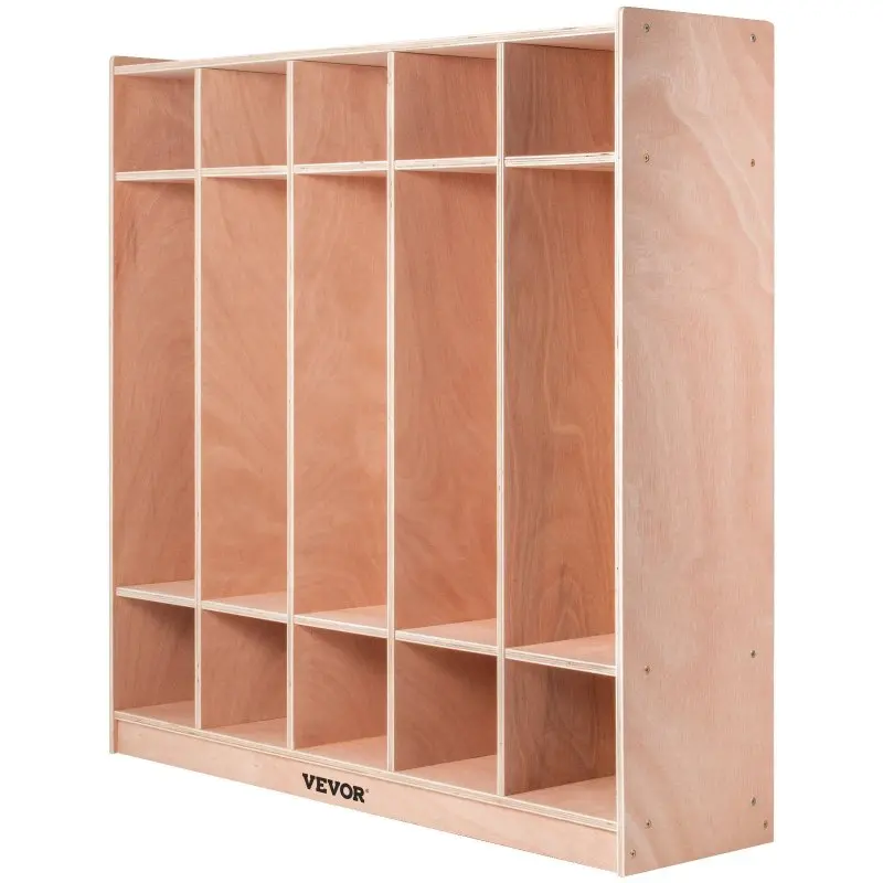 Preschool Cubby Lockers 5-Section Plywood Birch Coat Locker 15MM Thickness Kids Locker for Home 48.4 Inch High Durable Classroom Lockers for Toddlers and Kids Commercial or Personal Use