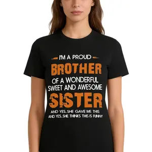Men's "Brother and Sister" T-Shirt Crew Neck Casual Wear Spring Summer Cotton Soft Comfortable Breathable Graphic Tee for Daily Wardrobe Menswear Fabric Sleeves Classic Fit Top Streetwear Short Tropical Tshirt Womenswear