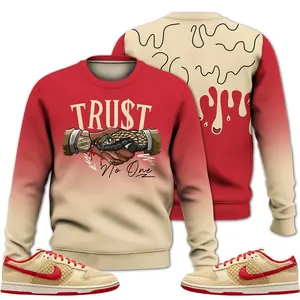 Dunk Low Strawberry Waffle Sweatshirt, Fabric Fleece Snake Trust No One Streetwear Unisex Sneaker Color Match Shirts Womenswear Fit Hoodie Polyester Tops