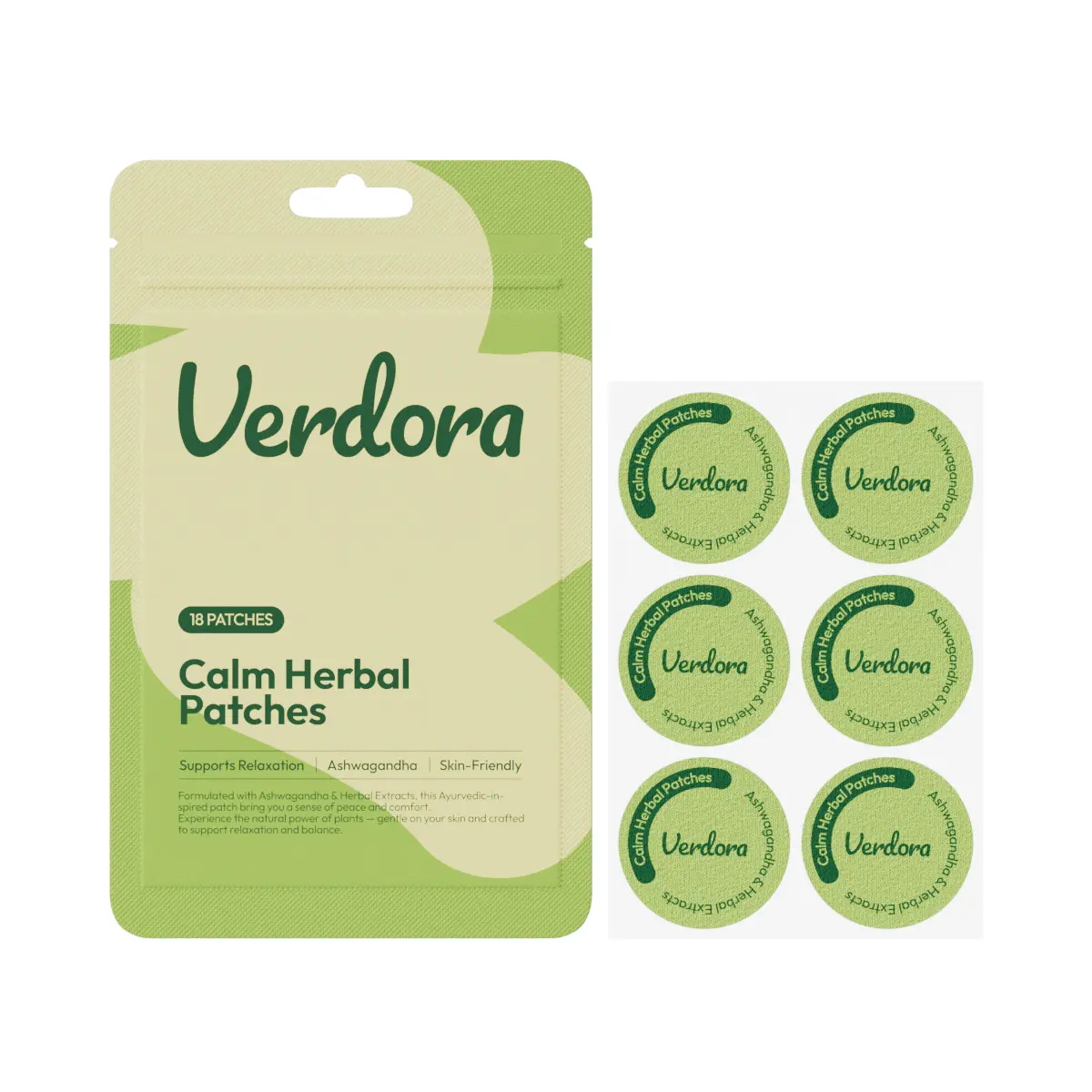 VERDORA Worrying Relief Calm Patches - Natural Stress Relief Ear Patches Natural Herbal Blend Ashwagandha, Citrus Junos Fruit Extract for Focus & Relaxation