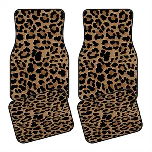 4pcs Sexy Leopard Print Car Floor Mats, Non-Slip Polyester, Durable Absorbent, Easy to Clean, Suitable for Trucks Vans Suvs, Car Interior Accessory
