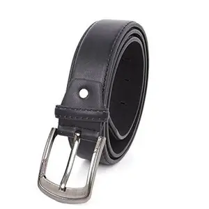 REED Classic Men's Black PU Leather Belt for Dress or Casual - Imported Flat Solid Buckle Closure Stylish for Any Outfit