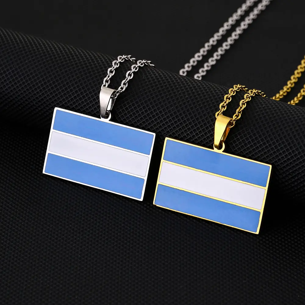 New Argentina Flag Pendant Necklace | Football Fan Accessories | 2026 Football Events | Fashion Accessories | Ideal Gift | Ethnic Style | Hip-Hop Style | Party Jewelry | Unisex |