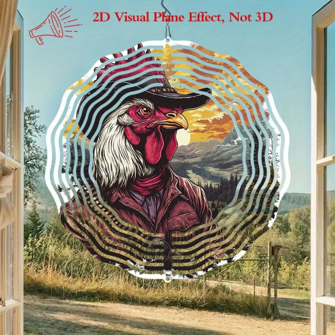 Rooster Design Wind Spinner, 360 Degree Rotating Wind Sculpture, Outdoor Garden Decor for Patio Yard, Garden Decoration Supplies