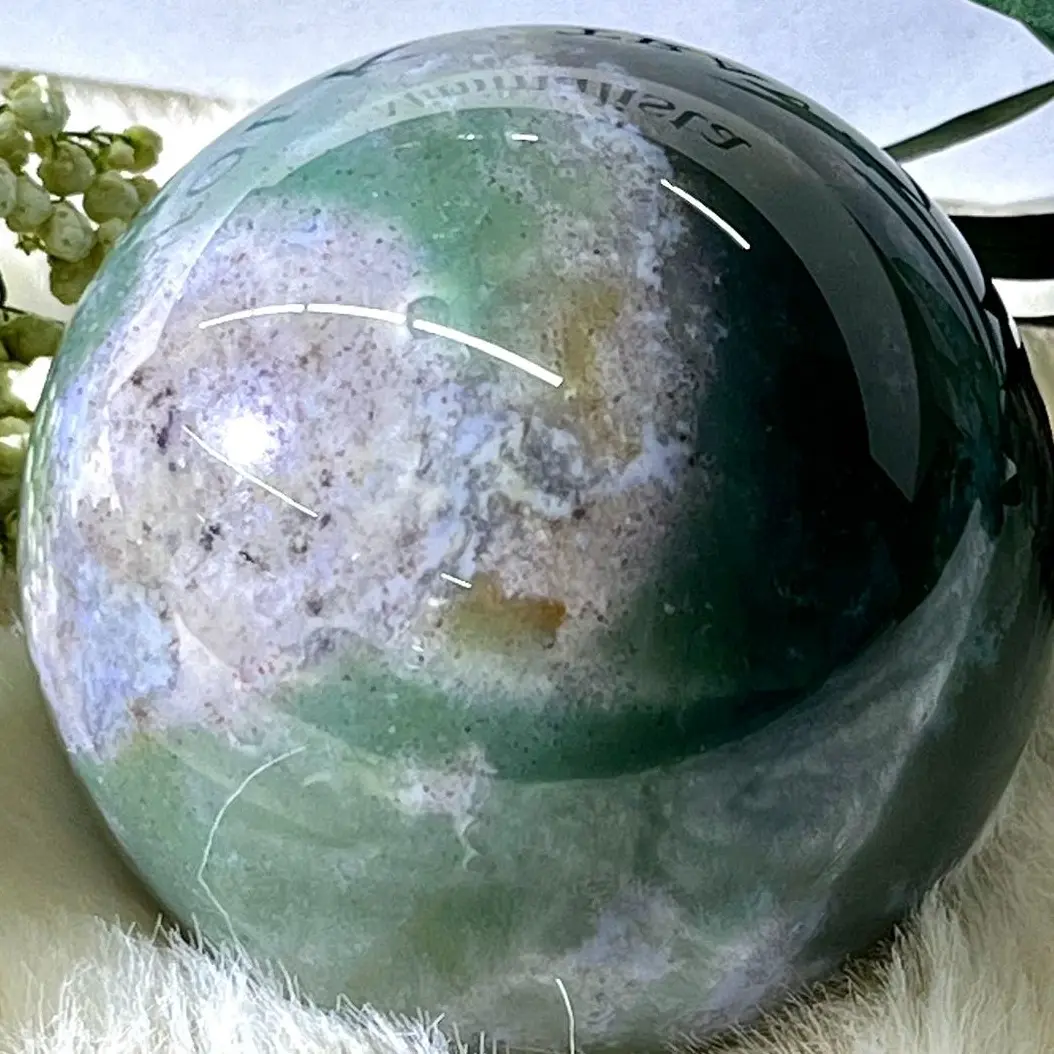 Mzcrystal Semi-Finished Natural Aquatic Agate Ball - Versatile Use Jewelry Accessory, Translucent Agate Stone, Home Ornament for Serene Atmosphere, Special Occasions Gift with Hidden Surprise