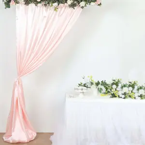 Blush Satin Backdrop Drape Curtain, Photo Booth Event Divider Panel - 8ftx10ft
