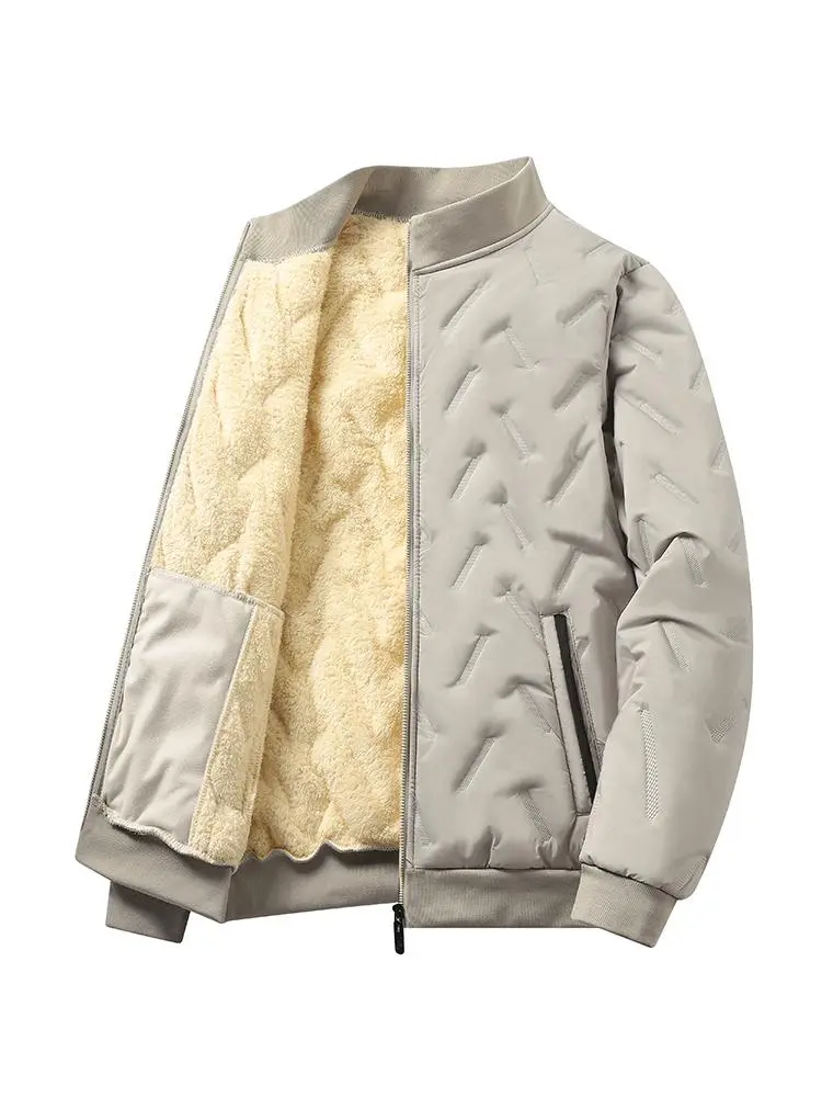 Men's Fleece-Lined Hooded Winter Warm Casual Jacket - Long-Sleeve Regular Fit Polyester Outerwear, Machine Washable Men's Wear Tops (Beige, Gray, 2XL, 3XL)