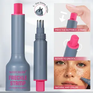 Prong Freckle Pen With 5-Dot Stamp, Natural-looking Faux Freckle Stamp, Long-lasting Waterproof Quick Application for Everyday Use