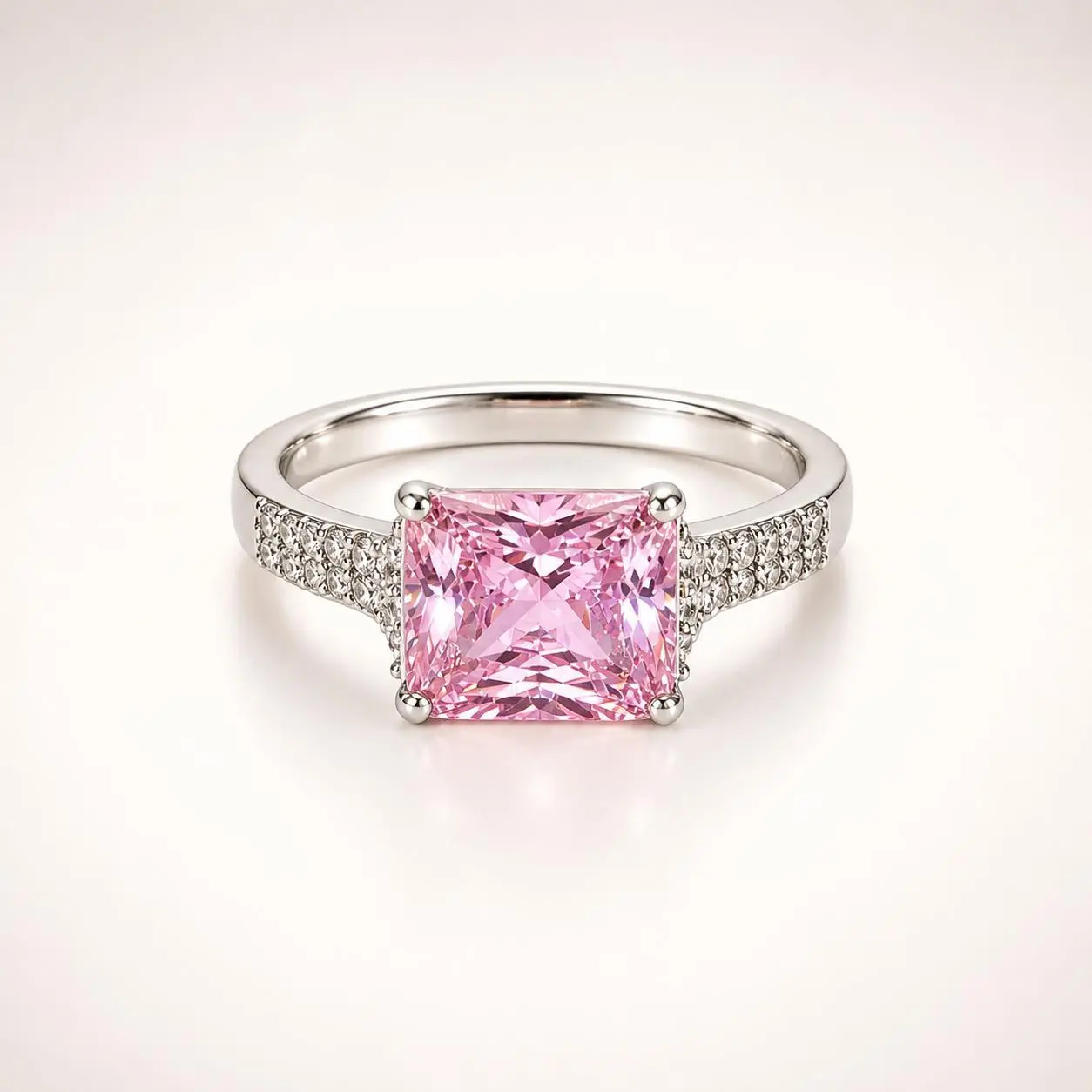 1.5ct East-West Radiant Rectangular Cut Silver Ring Waterproof & Tarnish-Resistant 14K White Gold Plating Modern Minimalist Jewelry