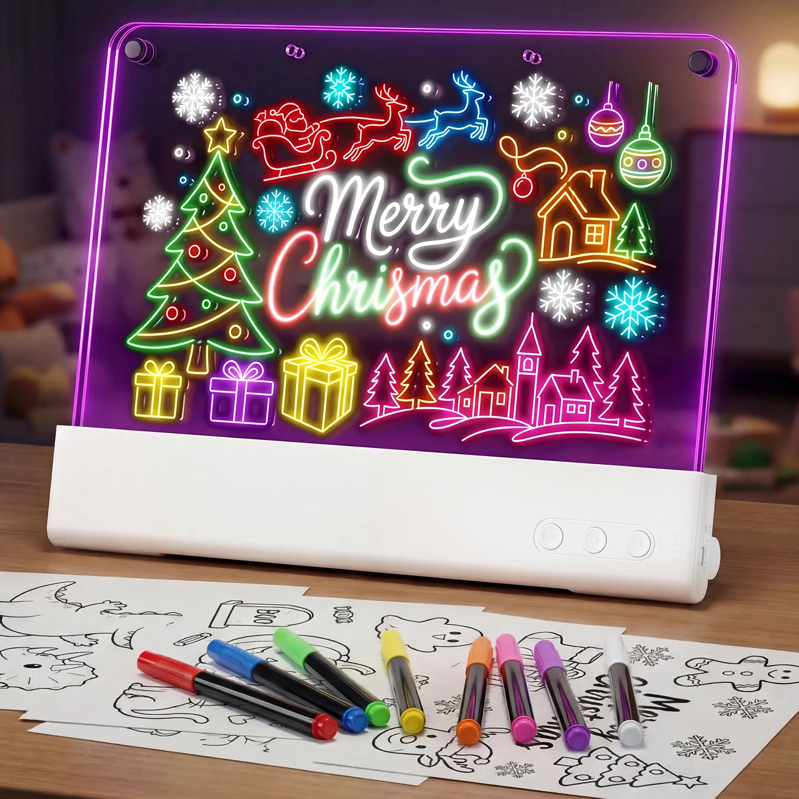 Rechargeable LED Drawing Board for Kids, Dynamic Animation Light-Up Dry Erase Tablet with Detachable Washable Acrylic Screen, 5 Brightness, Tracing Toy, Creative Gift Ideas for Kids for Easter Birthday Christmas