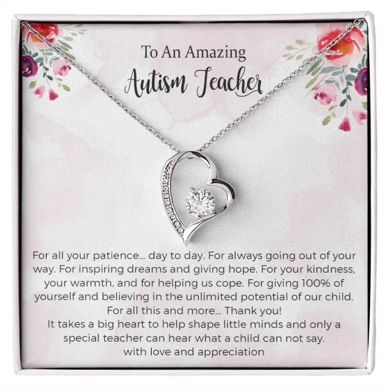 Autism Teacher Forever Love Necklace Gift, Special Education Teacher Gift, Special Needs Teacher Gift, Elegant & Trendy Necklaces for Every Occasion - Perfect for Gifts, Daily Wear, or Special Events | Shop Now!