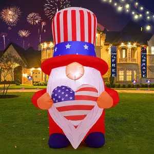 GOOSH 5 FT 4th of July Inflatables Outdoor Decorations, Patriotic Independence Day Blow Up Inflatables Gnome Decor with LED Lights for Holiday Celebration Party Yard Garden Lawn