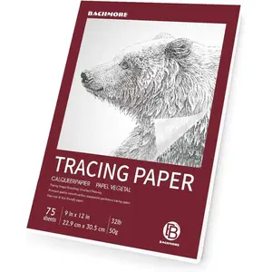 9”x12” Artist’s Tracing Paper Pad 75 Sheets Translucent Tracing Paper for Pencil Marker and Ink Trace Images Sketch Preliminary Drawing Overlays 32 LB / 50 GSM